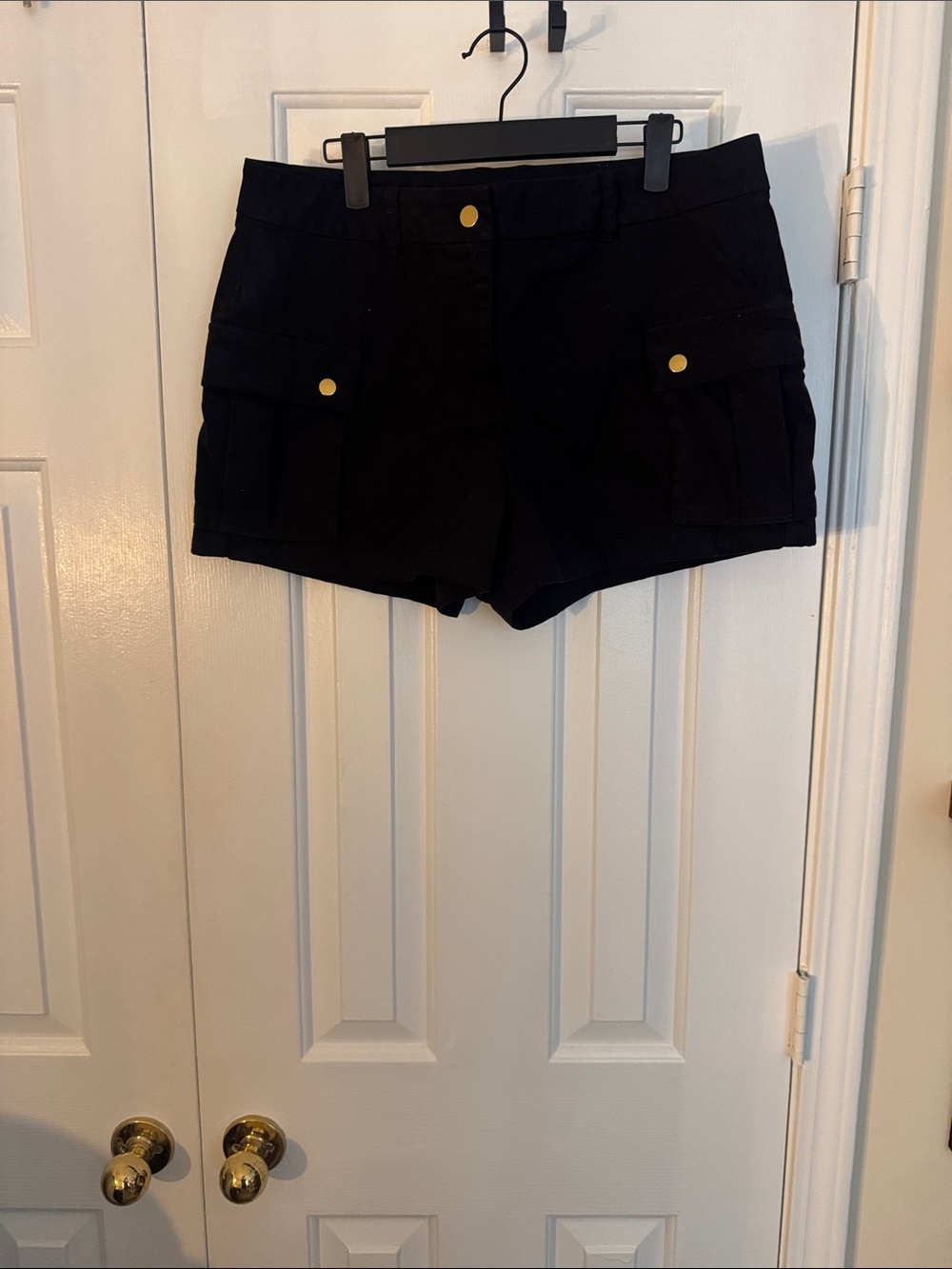 J. Crew Black Cargo Shorts with Gold Buttons